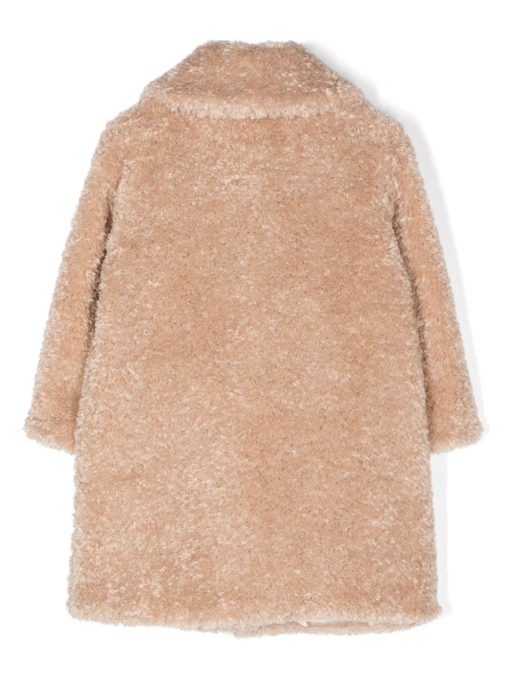 Cappotto Teddy per bambina Monnalisa beige modello monopetto in finta pelliccia - Rubino Kids