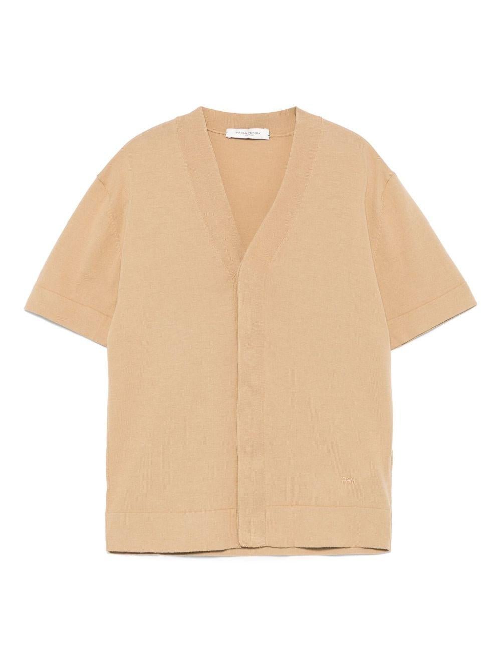 Cardigan a maglia fine per bambino Paolo Pecora Kids marrone con scollo a V - Rubino Kids