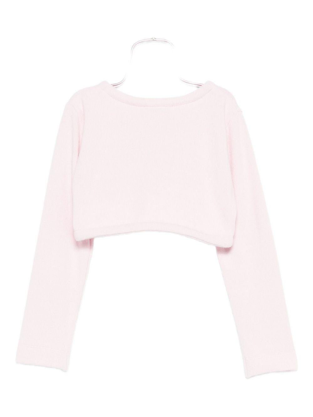 Cardigan bolero per bambina Monnalisa rosa decorato con cuore - Rubino Kids