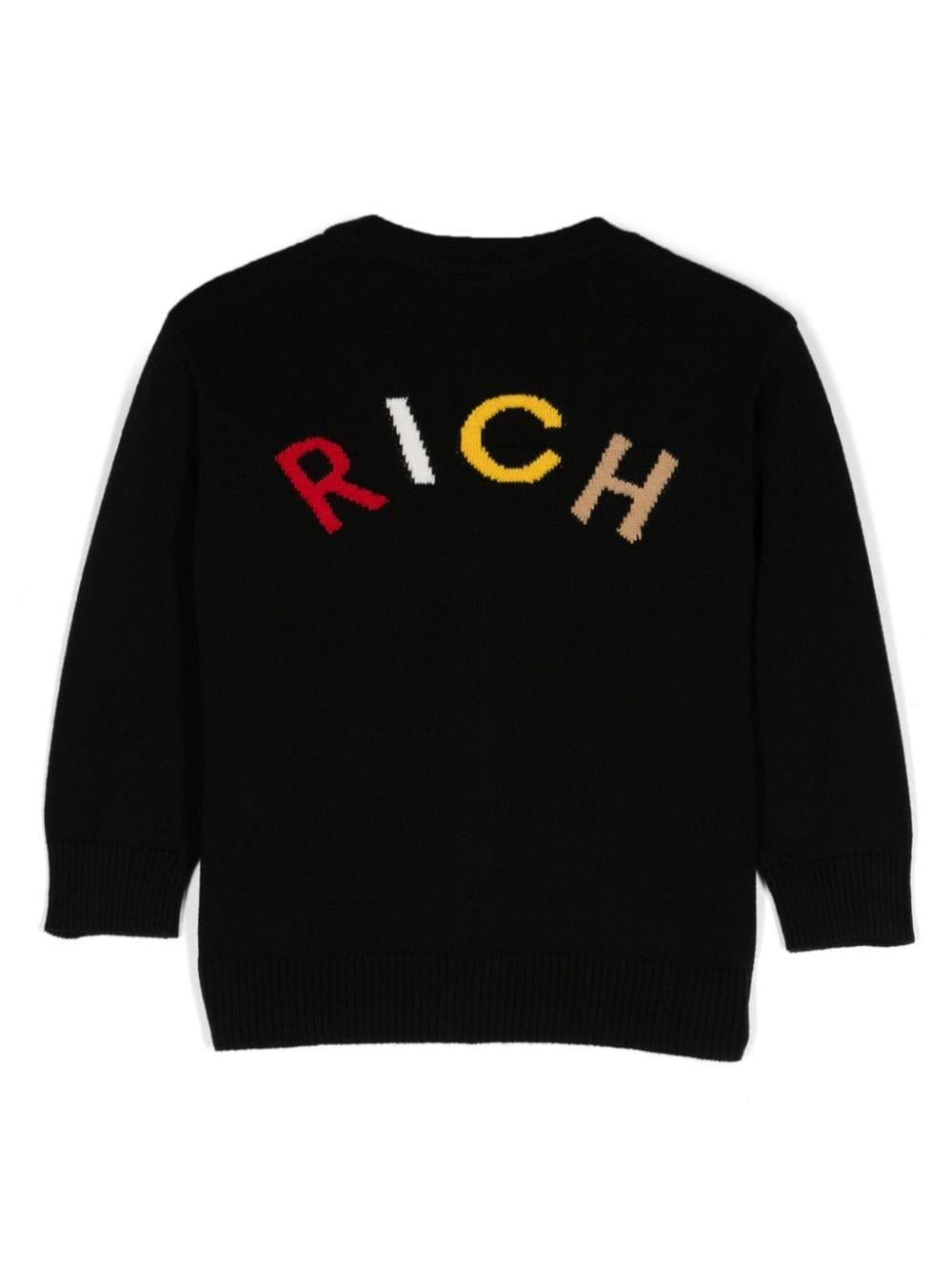 Cardigan con logo per neonato John Richmond Junior nero con scollo a V - Rubino Kids