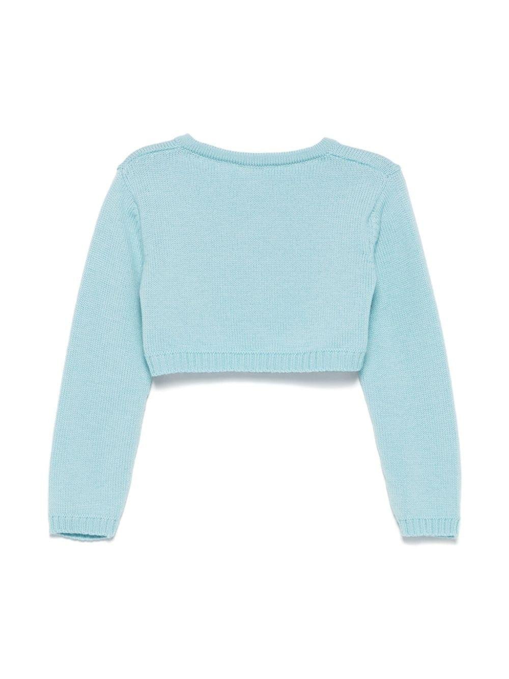 Cardigan crop per neonata Colorichiari azzurro con design lavorato a maglia - Rubino Kids