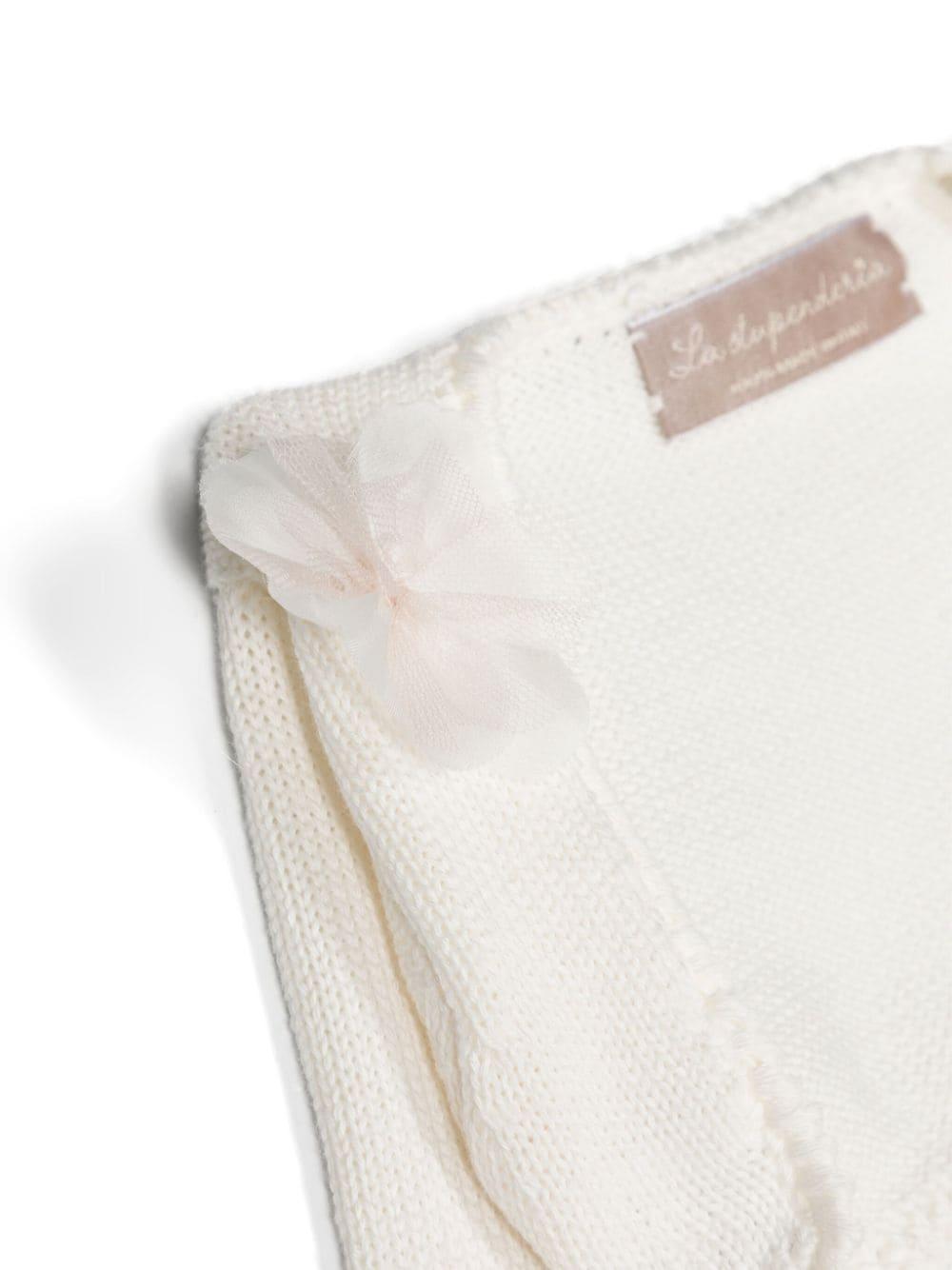 Cardigan crop per neonata La Stupenderia beige con applicazioni - Rubino Kids