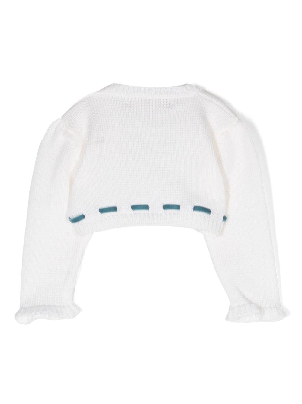 Cardigan crop per neonata La Stupenderia bianco con fiocco - Rubino Kids