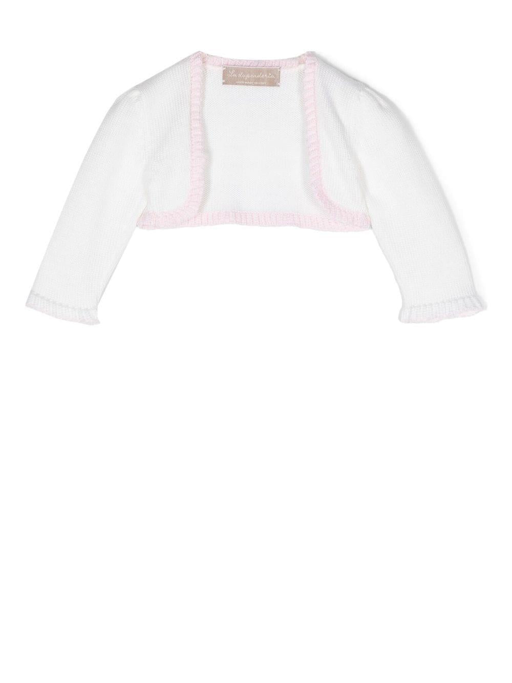 Cardigan crop per neonata La Stupenderia bianco con ruches - Rubino Kids