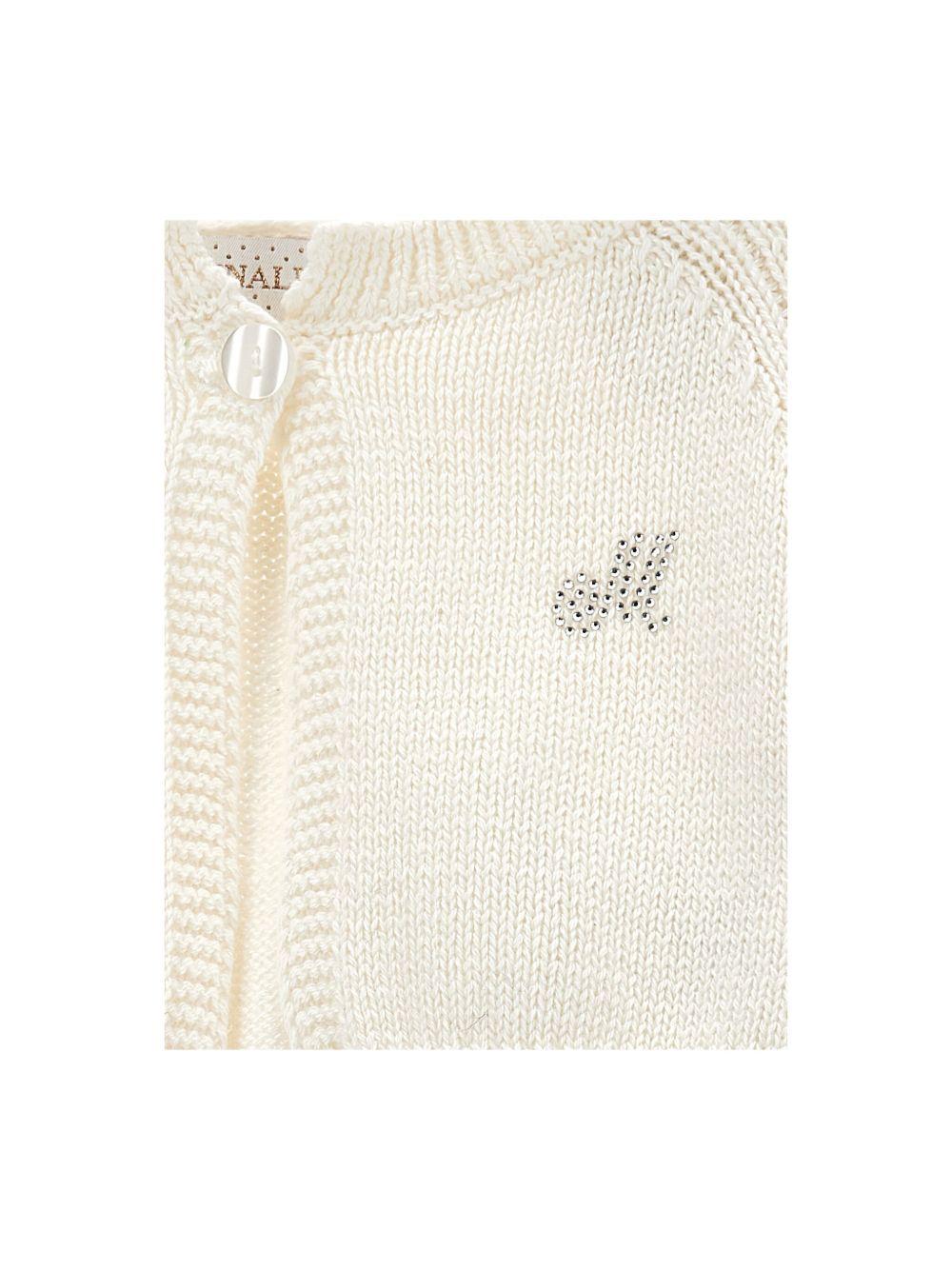 Cardigan crop per neonata Monnalisa bianco con scollo rotondo - Rubino Kids