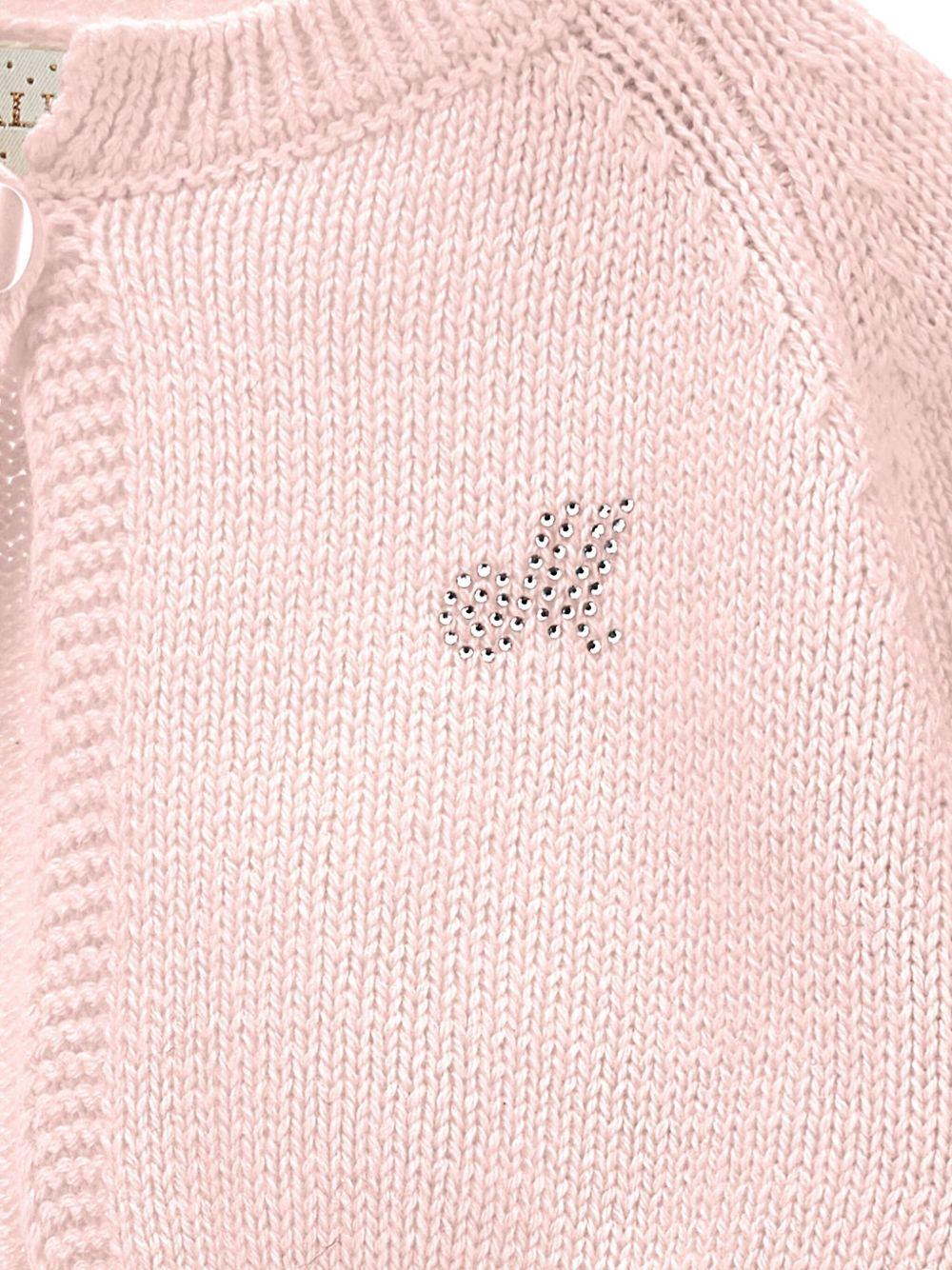 Cardigan crop per neonata Monnalisa rosa con scollo rotondo - Rubino Kids