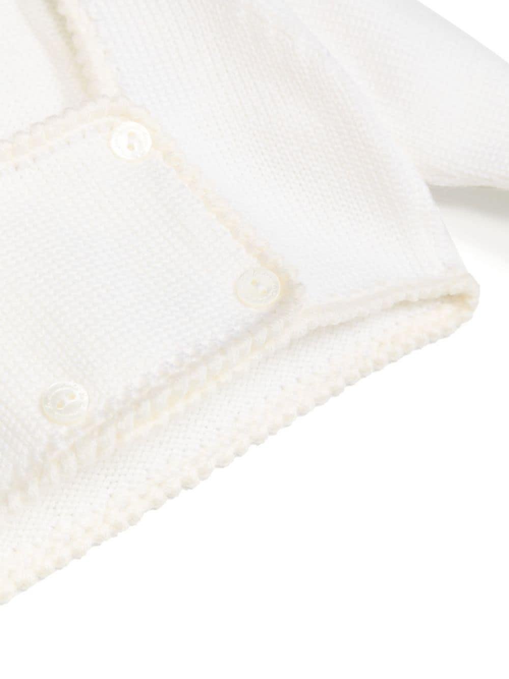 Cardigan doppiopetto per neonata La Stupenderia bianco con scollo quadrato - Rubino Kids