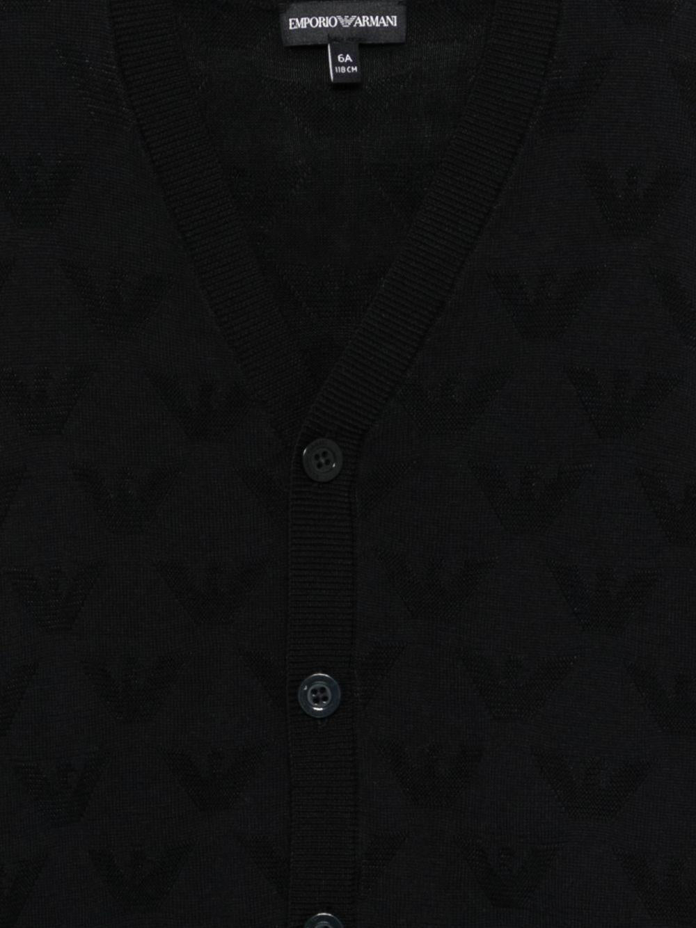 Cardigan Emporio Armani Kids nero con scollo a V - Rubino Kids