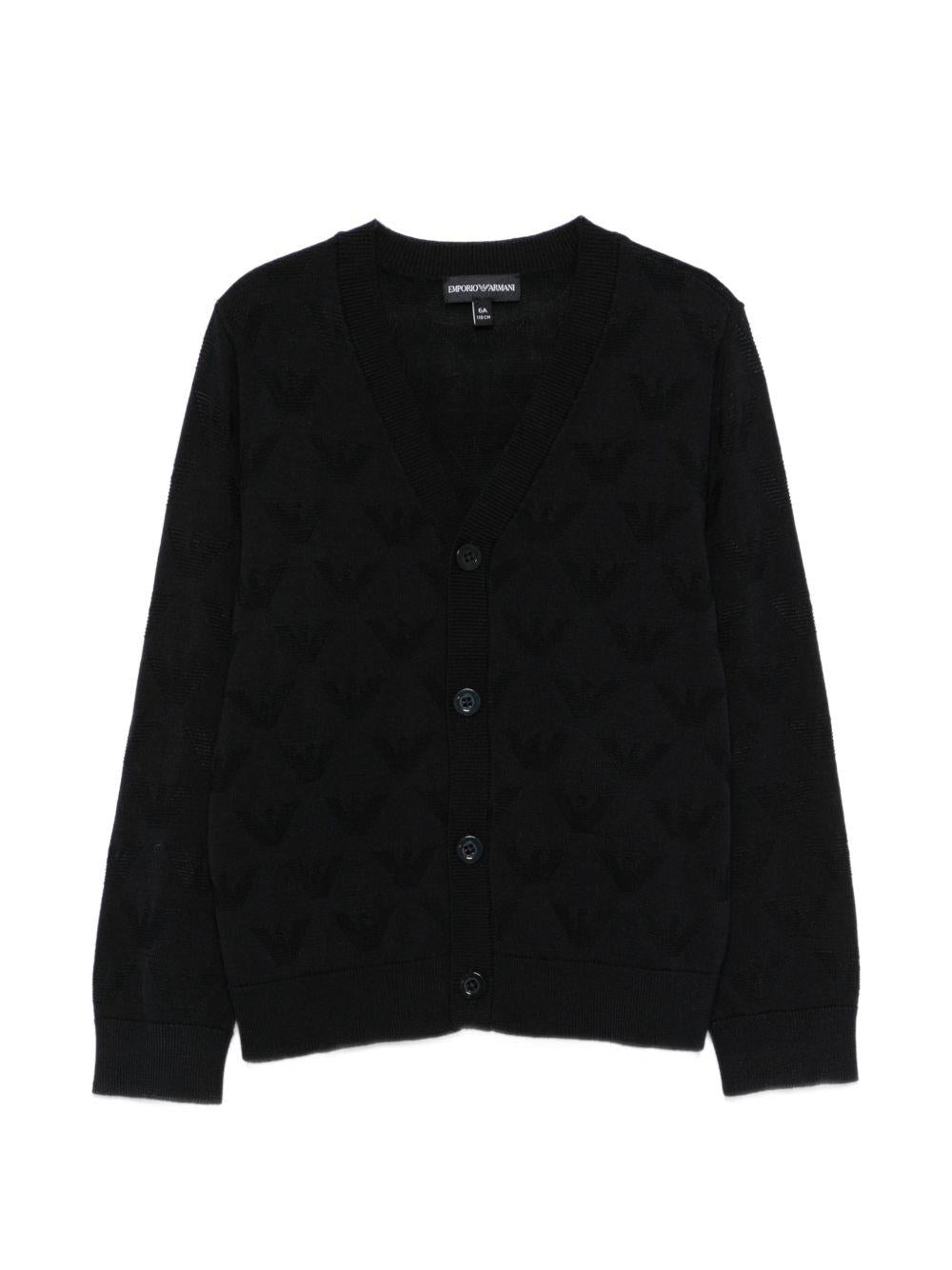 Cardigan Emporio Armani Kids nero con scollo a V - Rubino Kids