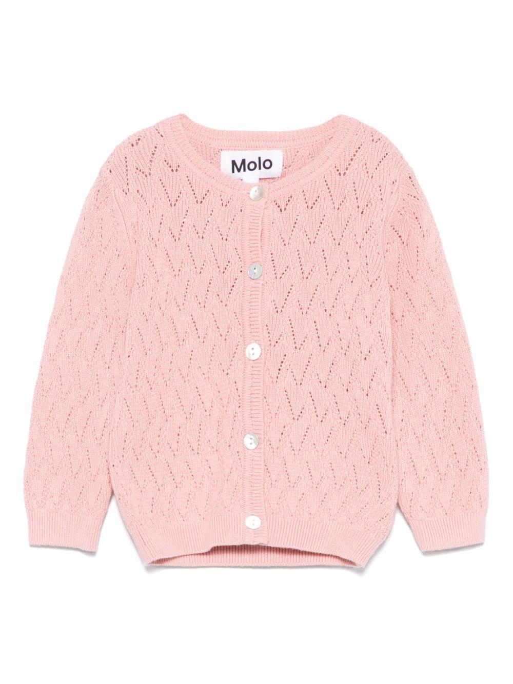 Cardigan Gilli per neonata Molo rosa con logo - Rubino Kids
