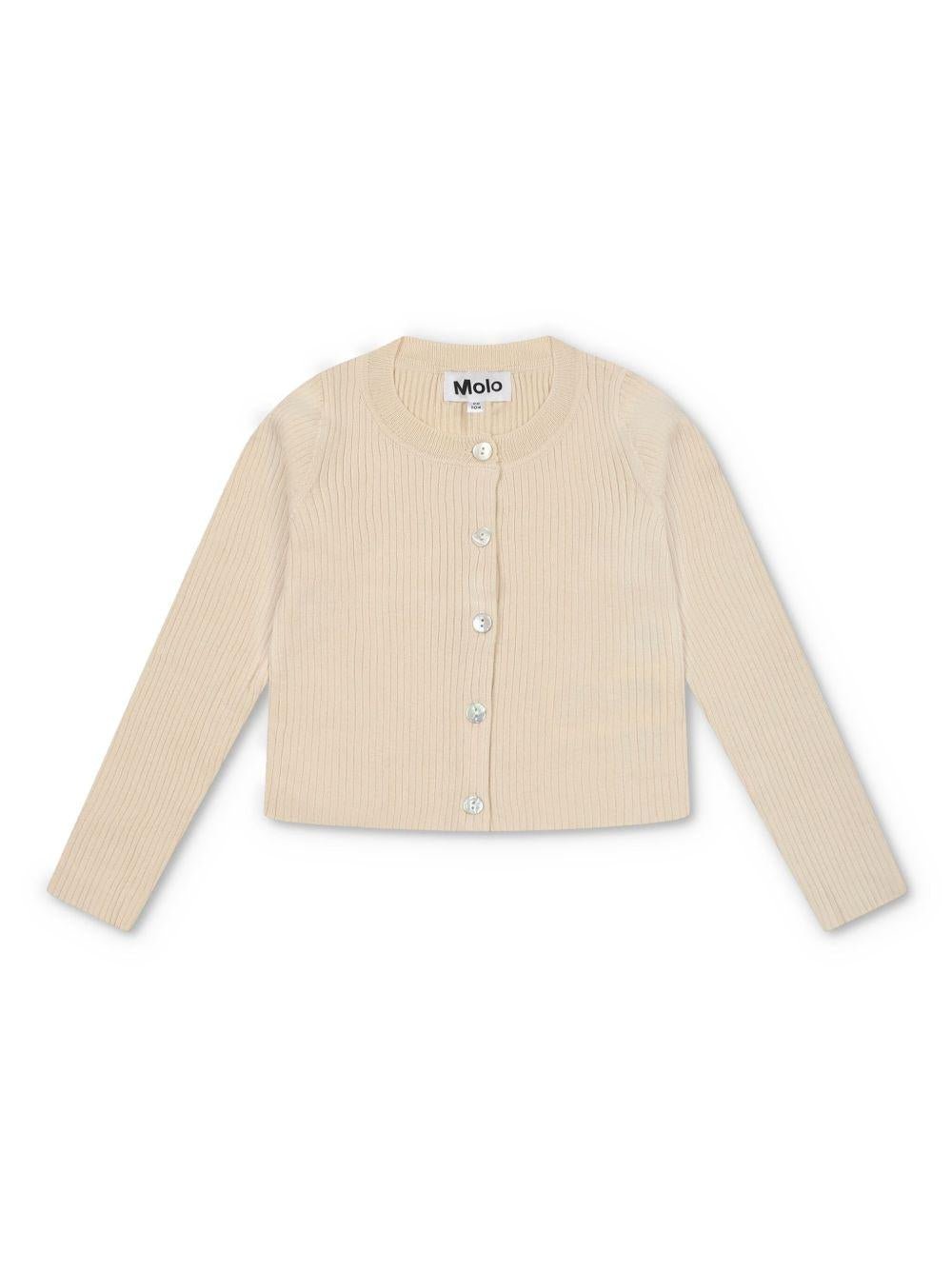 Cardigan Giselle per bambina Molo beige con bottoni in madreperla - Rubino Kids