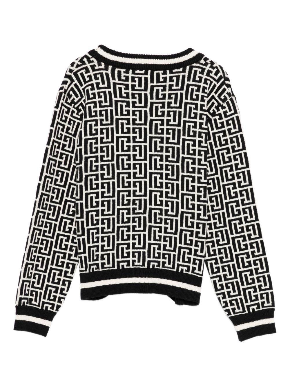 Cardigan per bambina Balmain Kids nero con motivo geometrico - Rubino Kids