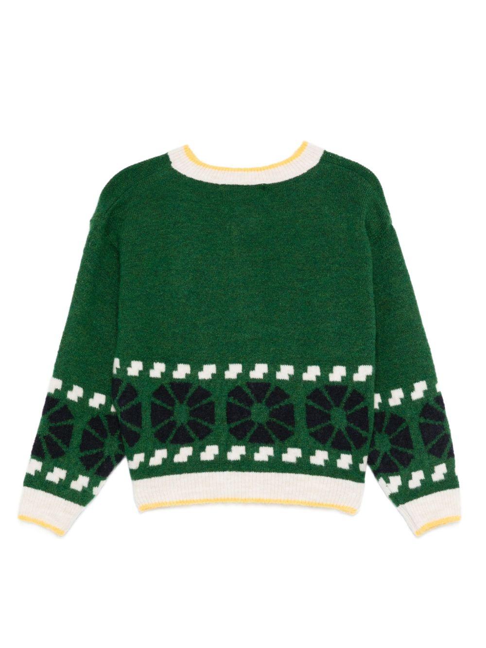 Cardigan per bambina Bobo Choses verde con motivo geometrico - Rubino Kids