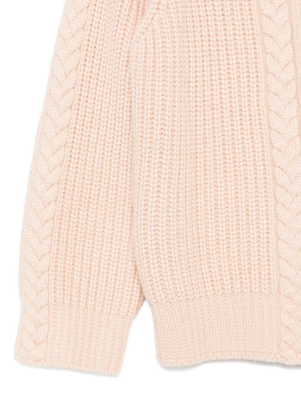 Cardigan per bambina Donsje beige con bottoni e motivo a trecce - Rubino Kids