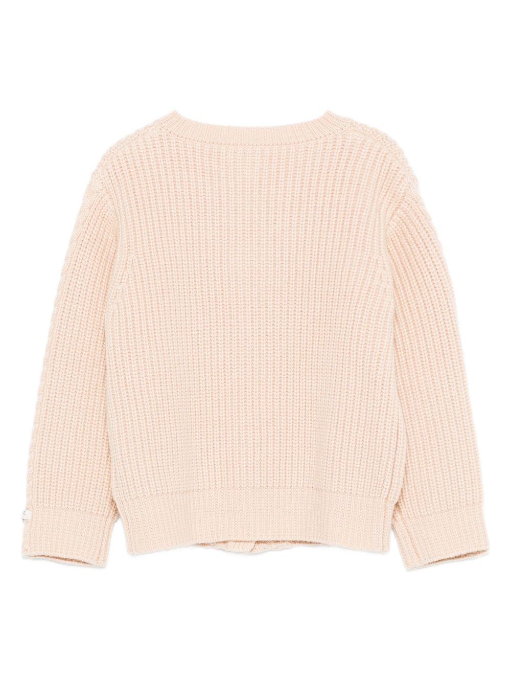 Cardigan per bambina Donsje beige con bottoni e motivo a trecce - Rubino Kids