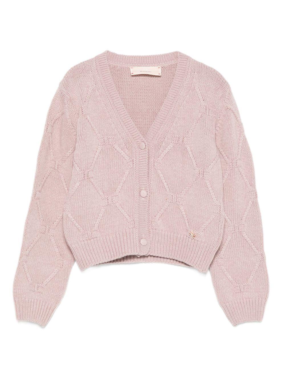 Cardigan per bambina Elisabetta Franchi La Mia Bambina rosa con motivo a rombi - Rubino Kids