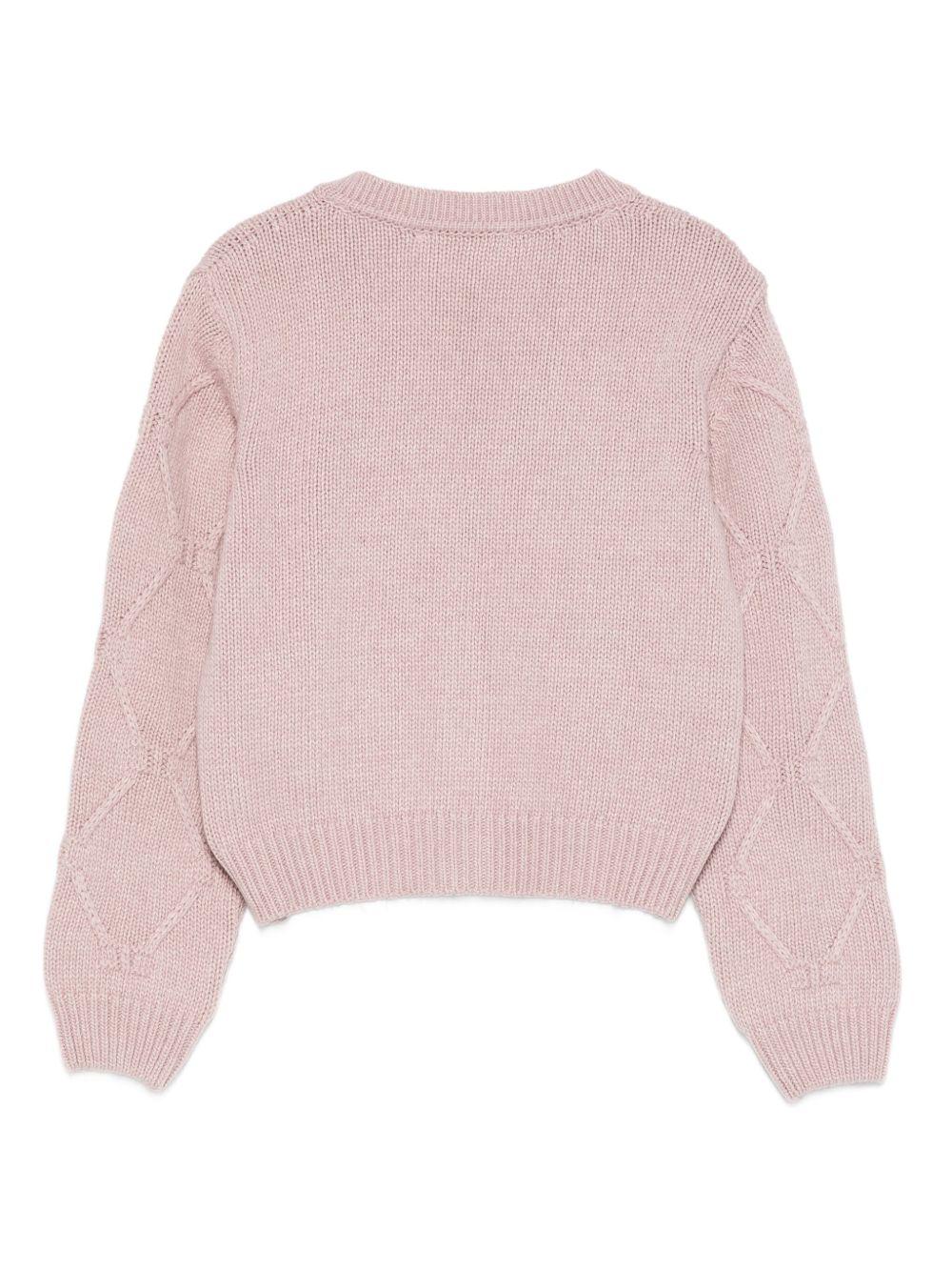 Cardigan per bambina Elisabetta Franchi La Mia Bambina rosa con motivo a rombi - Rubino Kids