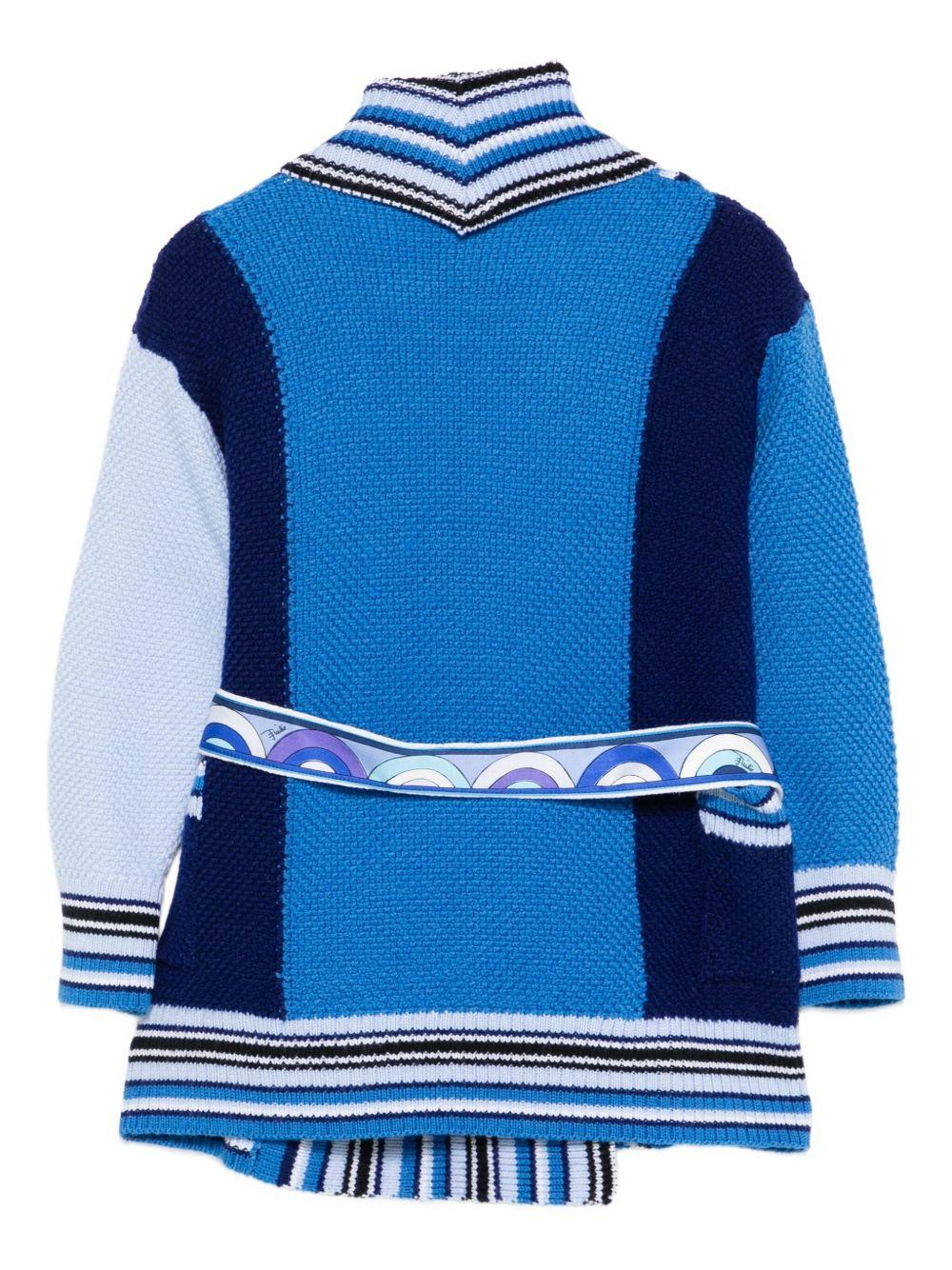 Cardigan per bambina Emilio Pucci Junior blu con motivo a righe - Rubino Kids