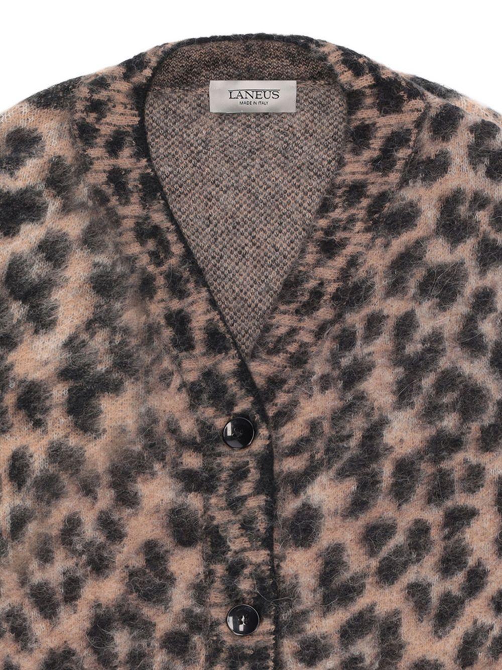 Cardigan per bambina Laneus animalier con scollo a V - Rubino Kids