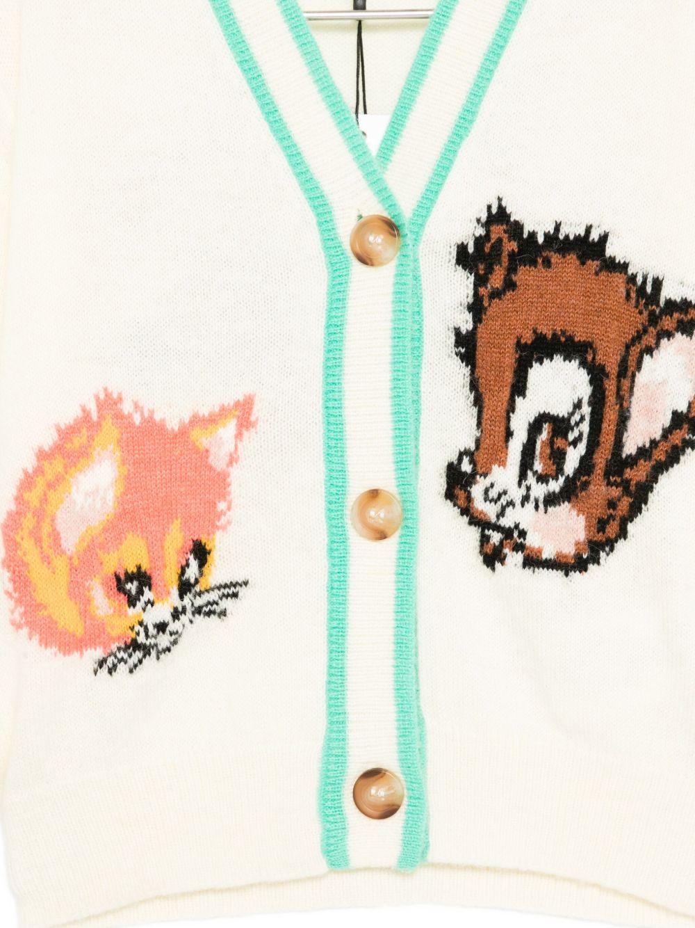 Cardigan per bambina Molo color crema ricamato con animali - Rubino Kids