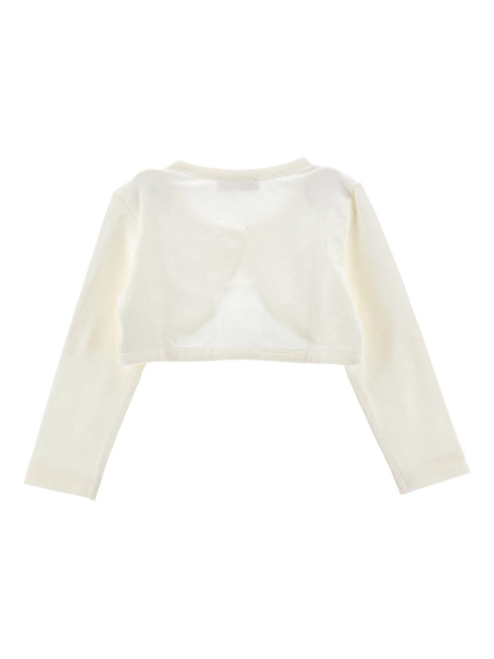 Cardigan per bambina Monnalisa bianco con bottoni a cuore - Rubino Kids