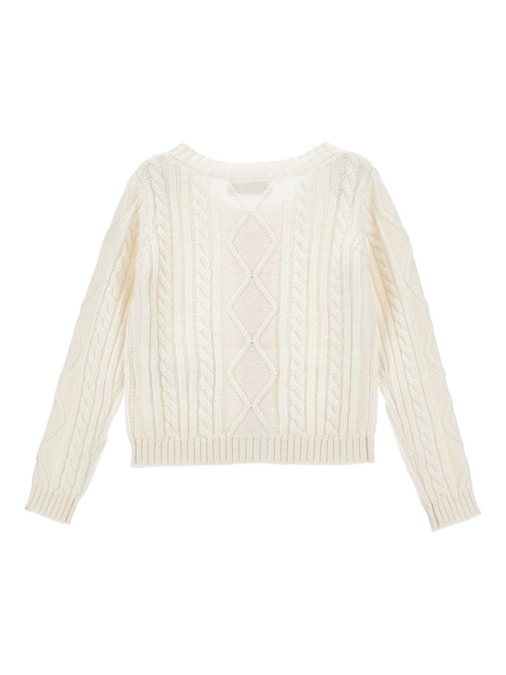 Cardigan per bambina Monnalisa bianco con motivo intrecciato - Rubino Kids