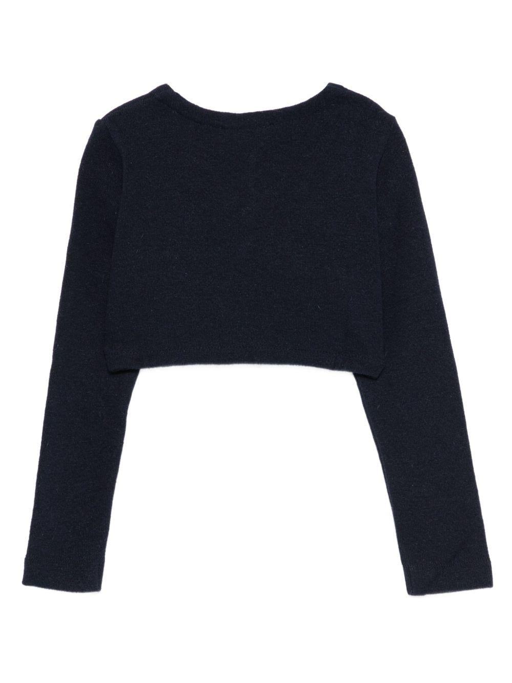 Cardigan per bambina Monnalisa blu con bottoni a forma di cuore - Rubino Kids