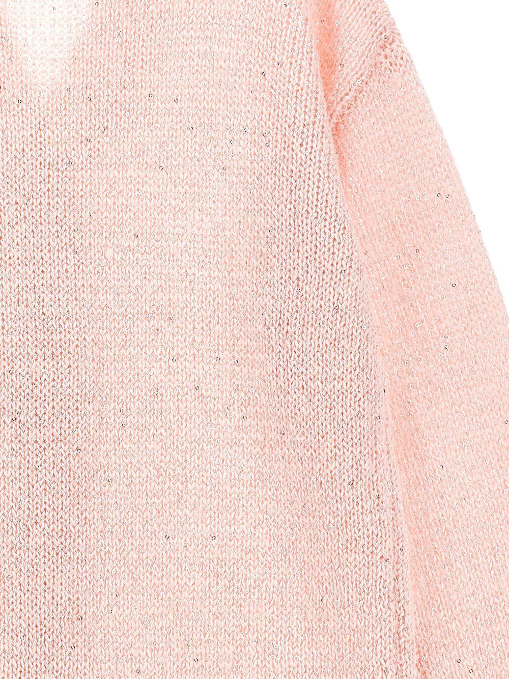 Cardigan per bambina Monnalisa rosa con scollo a V e applicazione rose - Rubino Kids