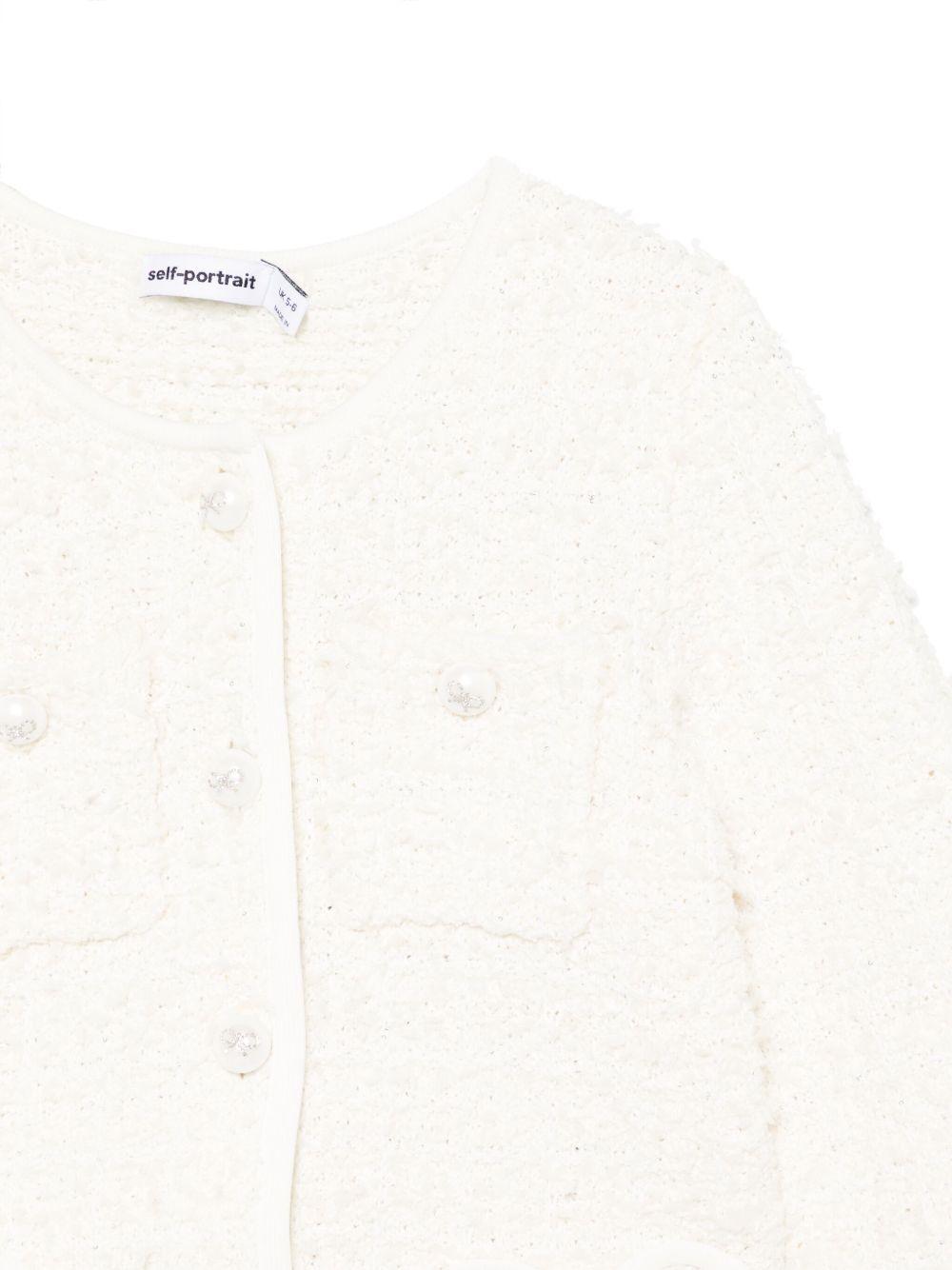 Cardigan per bambina Self - Portrait Kids bianco con bottoni - Rubino Kids