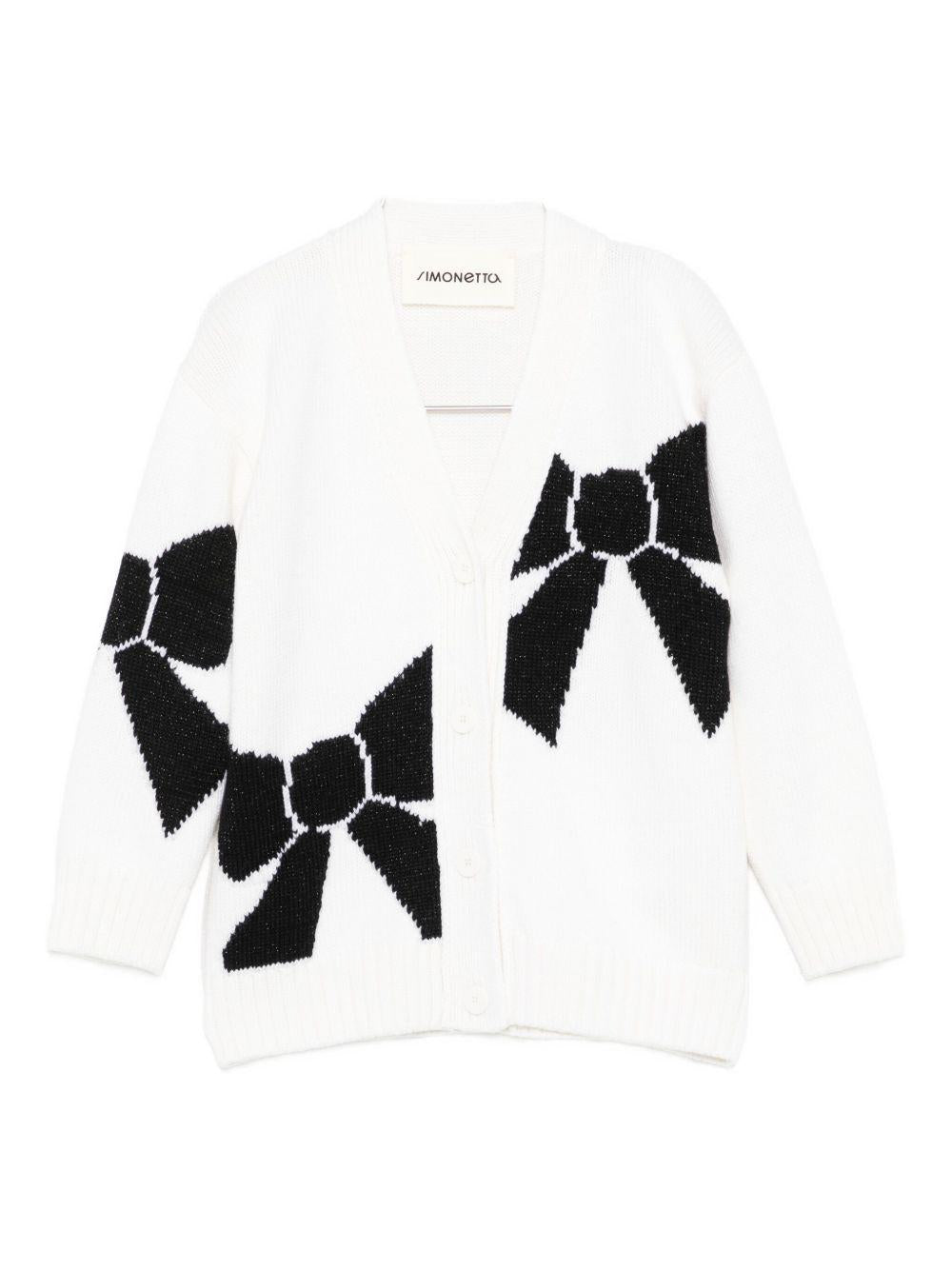 Cardigan per bambina Simonetta bianco in lana con motivo a fiocco - Rubino Kids