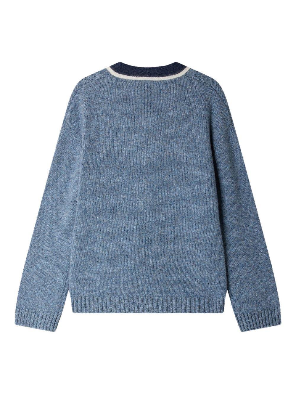 Cardigan per bambino Bonpoint blu con scollo a V - Rubino Kids