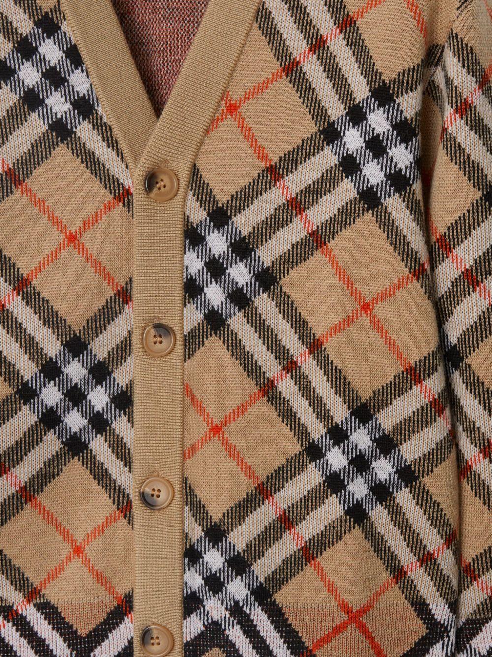 Cardigan per bambino Burberry Kids beige con motivo a quadri - Rubino Kids