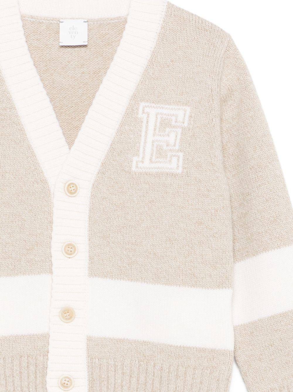 Cardigan per bambino Eleventy Kids beige con scollo a V - Rubino Kids