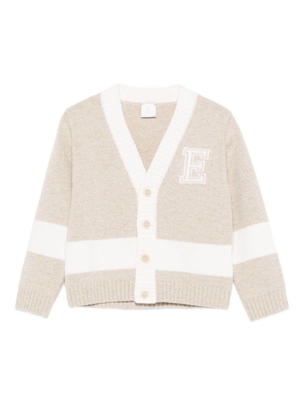 Cardigan per bambino Eleventy Kids beige con scollo a V - Rubino Kids