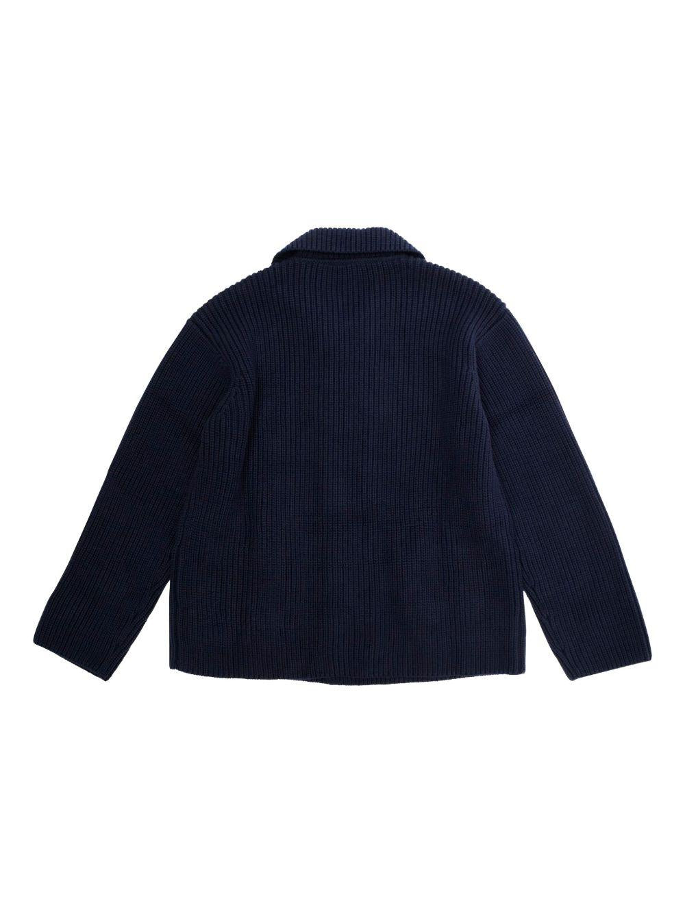 Cardigan per bambino Emporio Armani Kids blu con logo ricamato - Rubino Kids