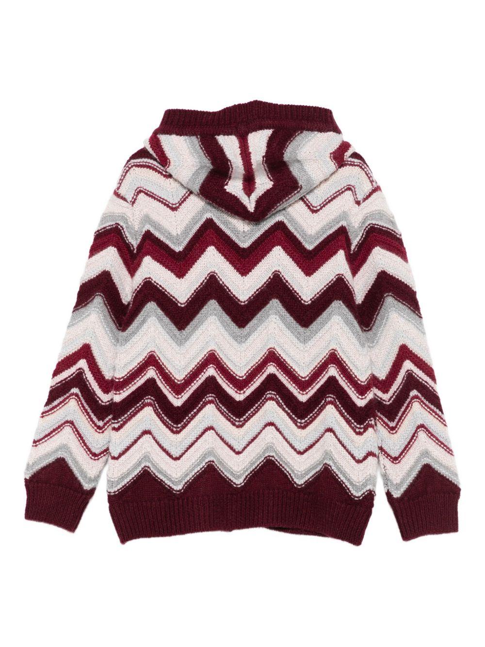 Cardigan per bambino Missoni Kids rosso con motivo a zigzag - Rubino Kids