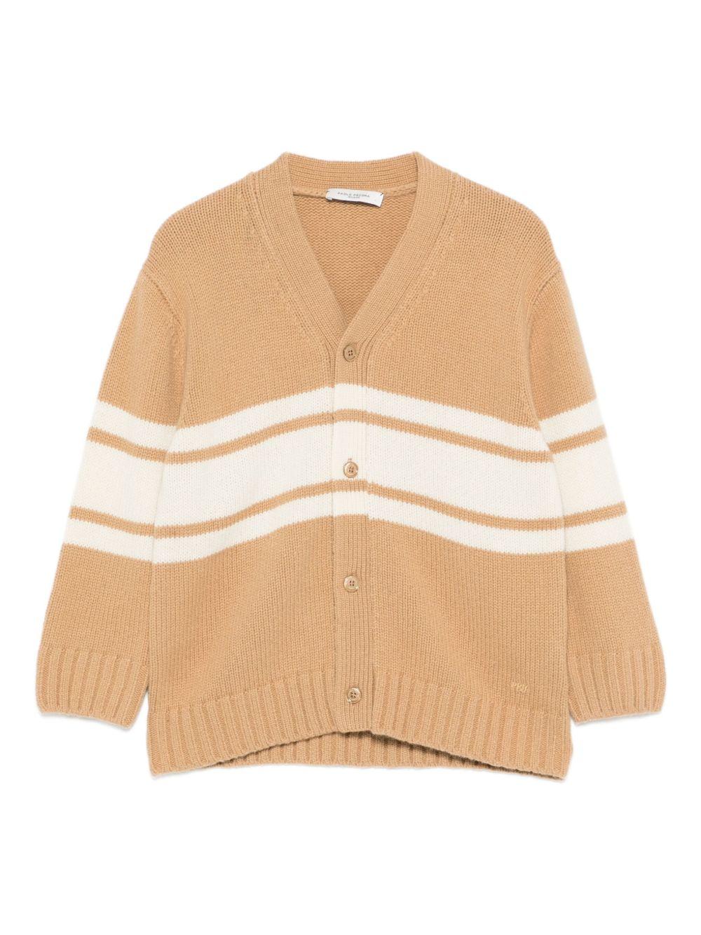 Cardigan per bambino Paolo Pecora Kids marrone cammello con bottoni - Rubino Kids