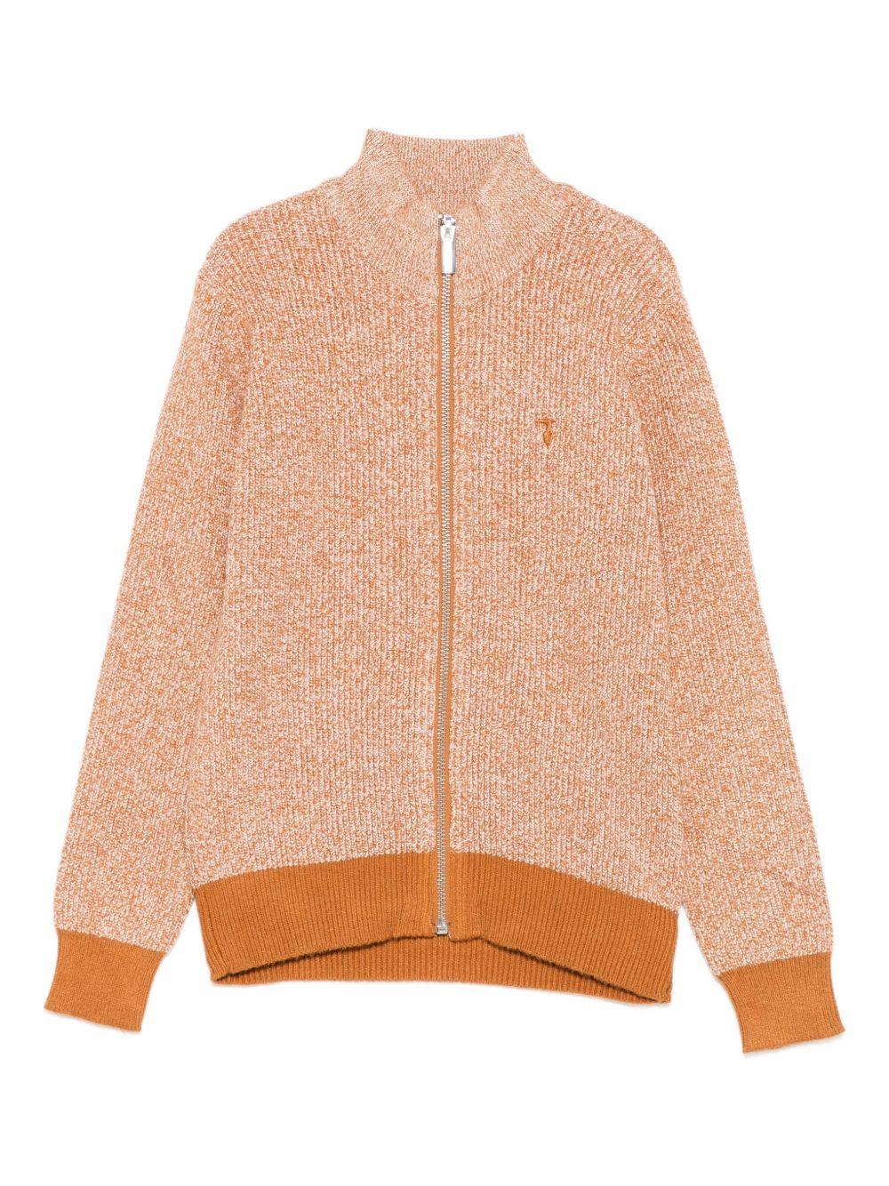 Cardigan per bambino TRUSSARDI JUNIOR arancione con collo alto e cerniera - Rubino Kids