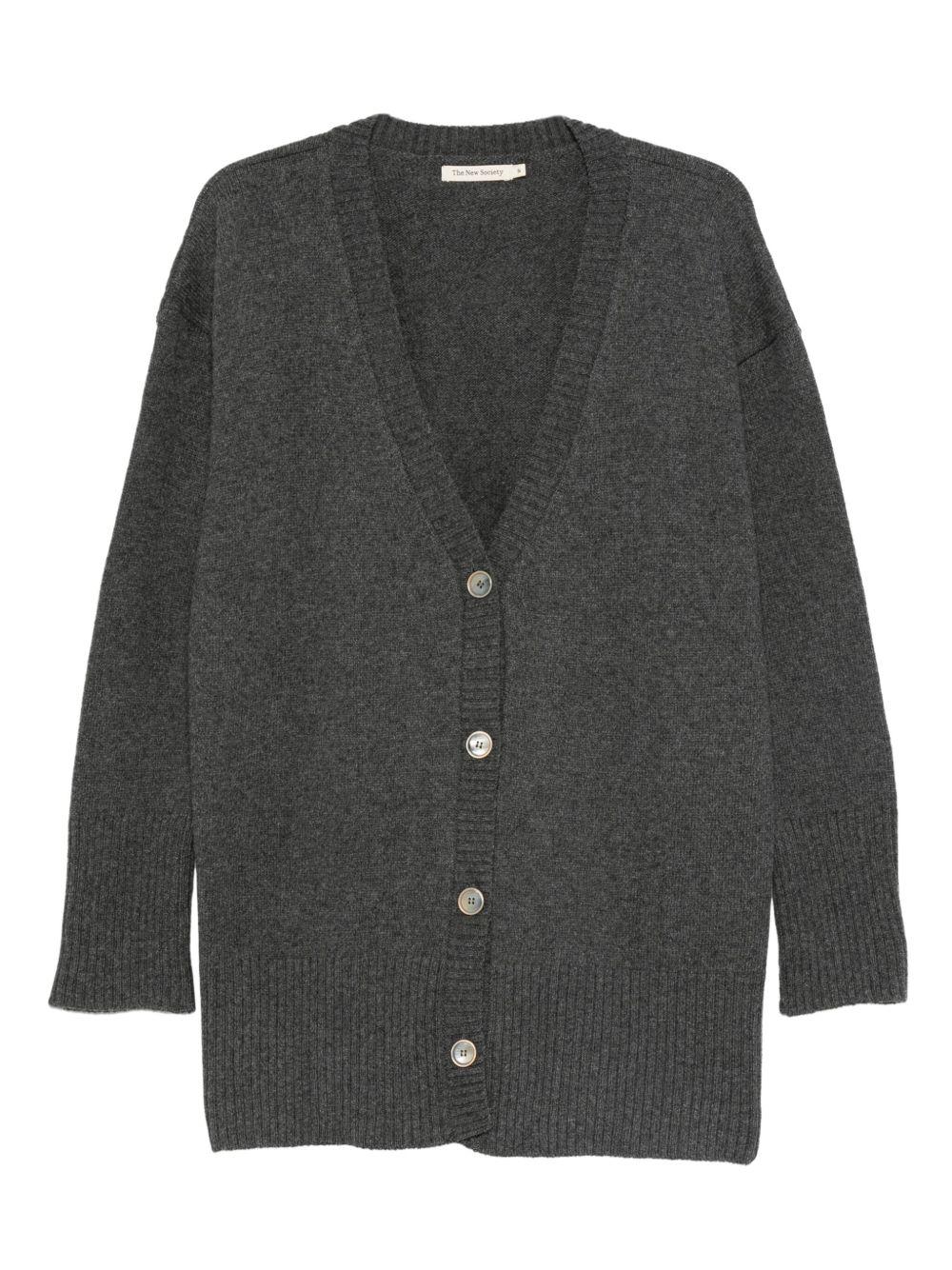Cardigan per donna The New Society grigio con scollo a V - Rubino Kids