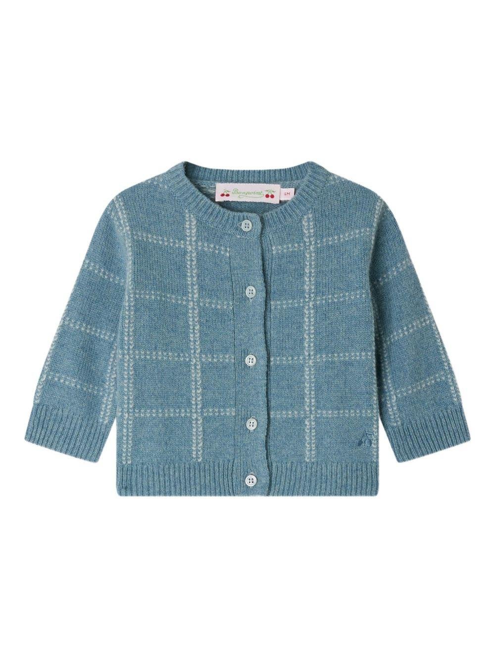 Cardigan per neonata Bonpoint azzurro a quadri - Rubino Kids