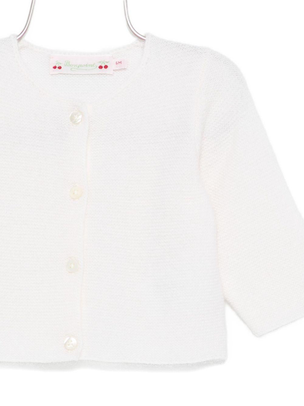 Cardigan per neonata Bonpoint bianco con chiusura con bottoni - Rubino Kids