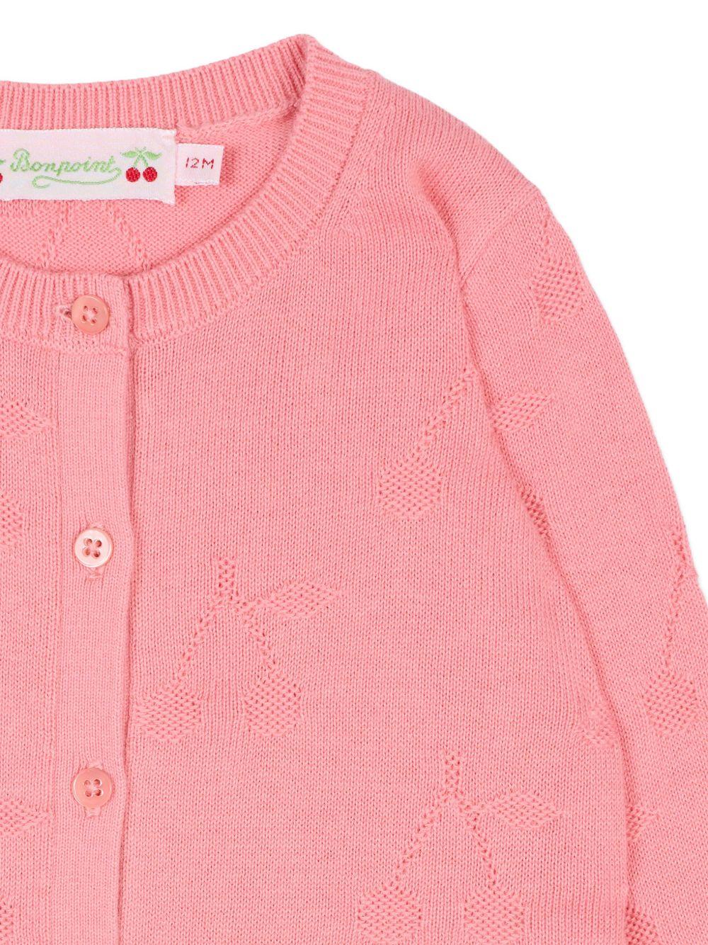 Cardigan per neonata Bonpoint rosa con dettaglio ciliegie - Rubino Kids