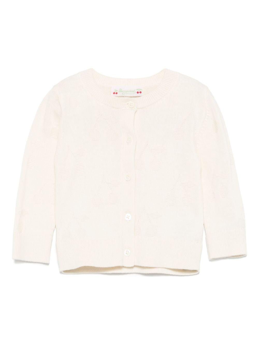 Cardigan per neonata Bonpoint Teyana ècru con chiusura frontale con bottoni - Rubino Kids