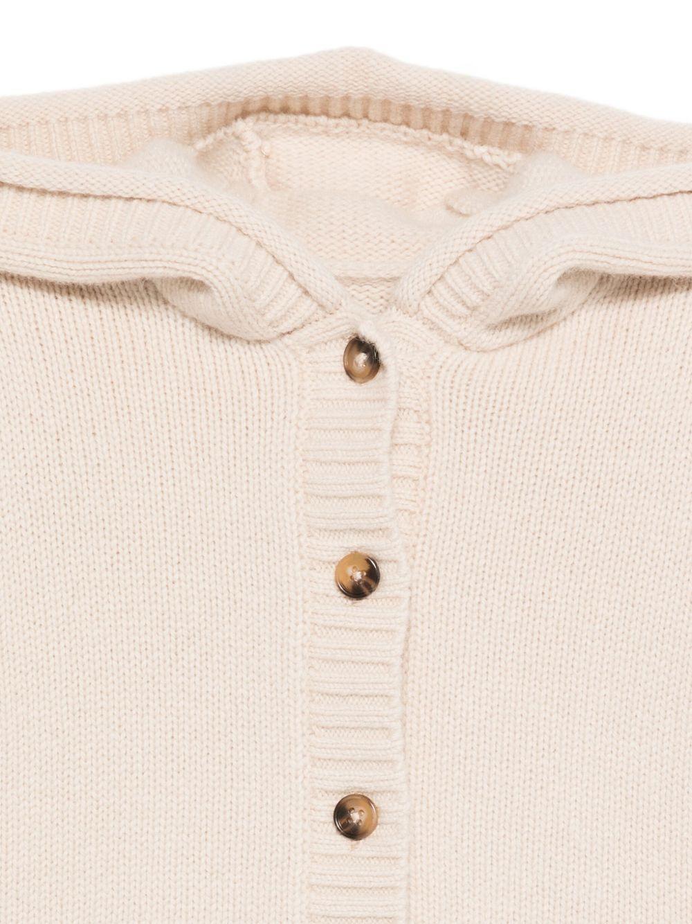 Cardigan per neonata Donsje beige con cappuccio e bottoni - Rubino Kids
