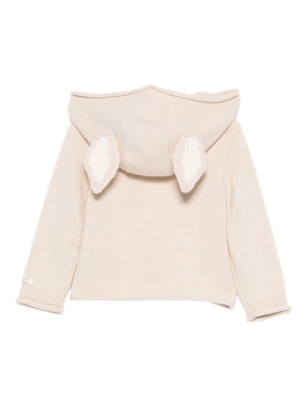 Cardigan per neonata Donsje beige con cappuccio e bottoni - Rubino Kids