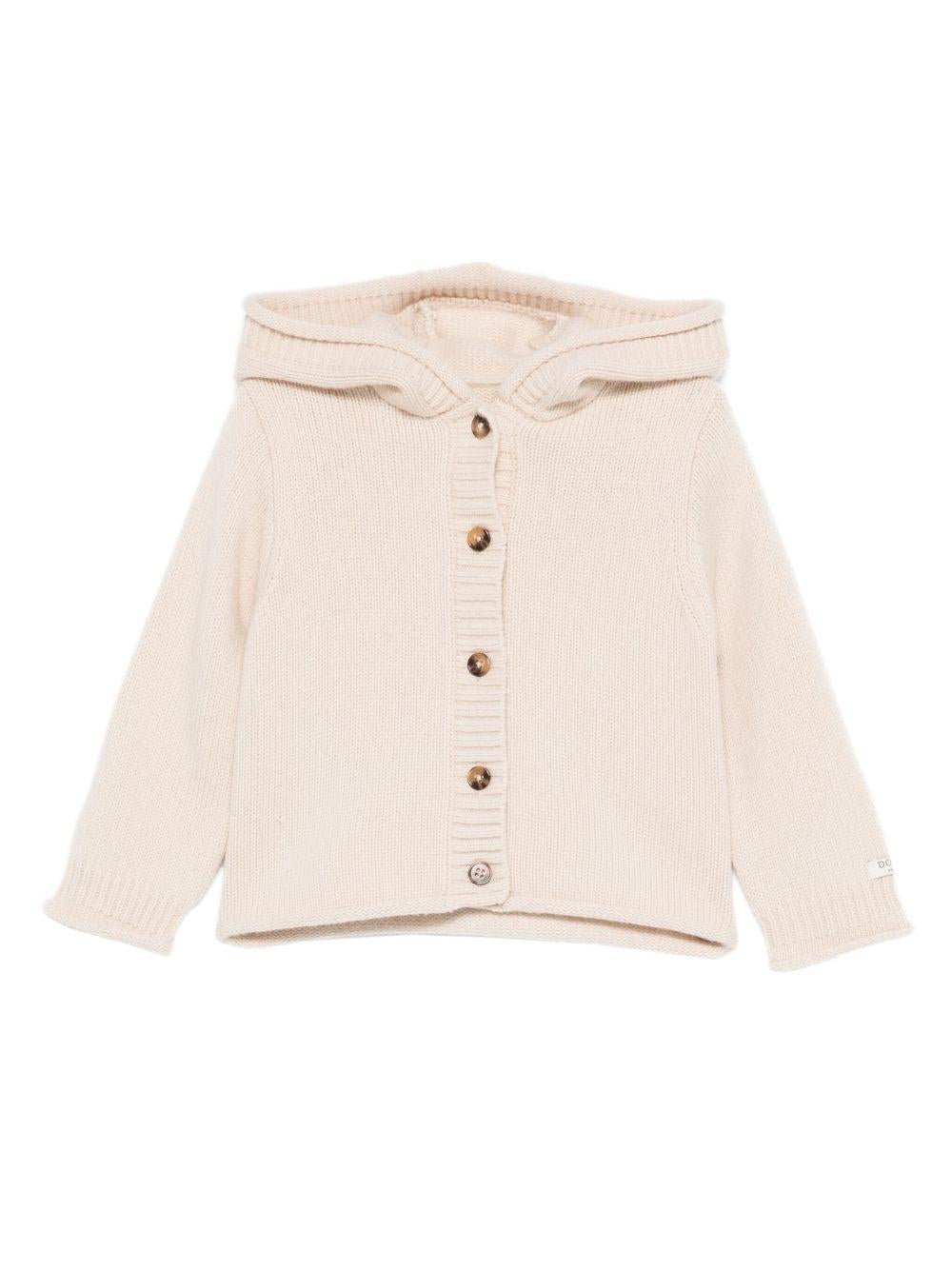 Cardigan per neonata Donsje beige con cappuccio e bottoni - Rubino Kids