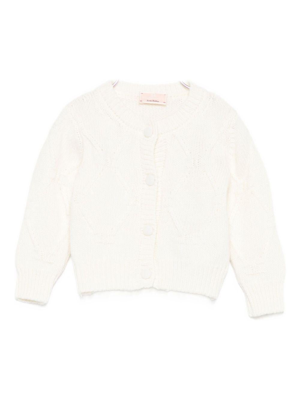 Cardigan per neonata Elisabetta Franchi La Mia Bambina bianco con motivo a rombi - Rubino Kids