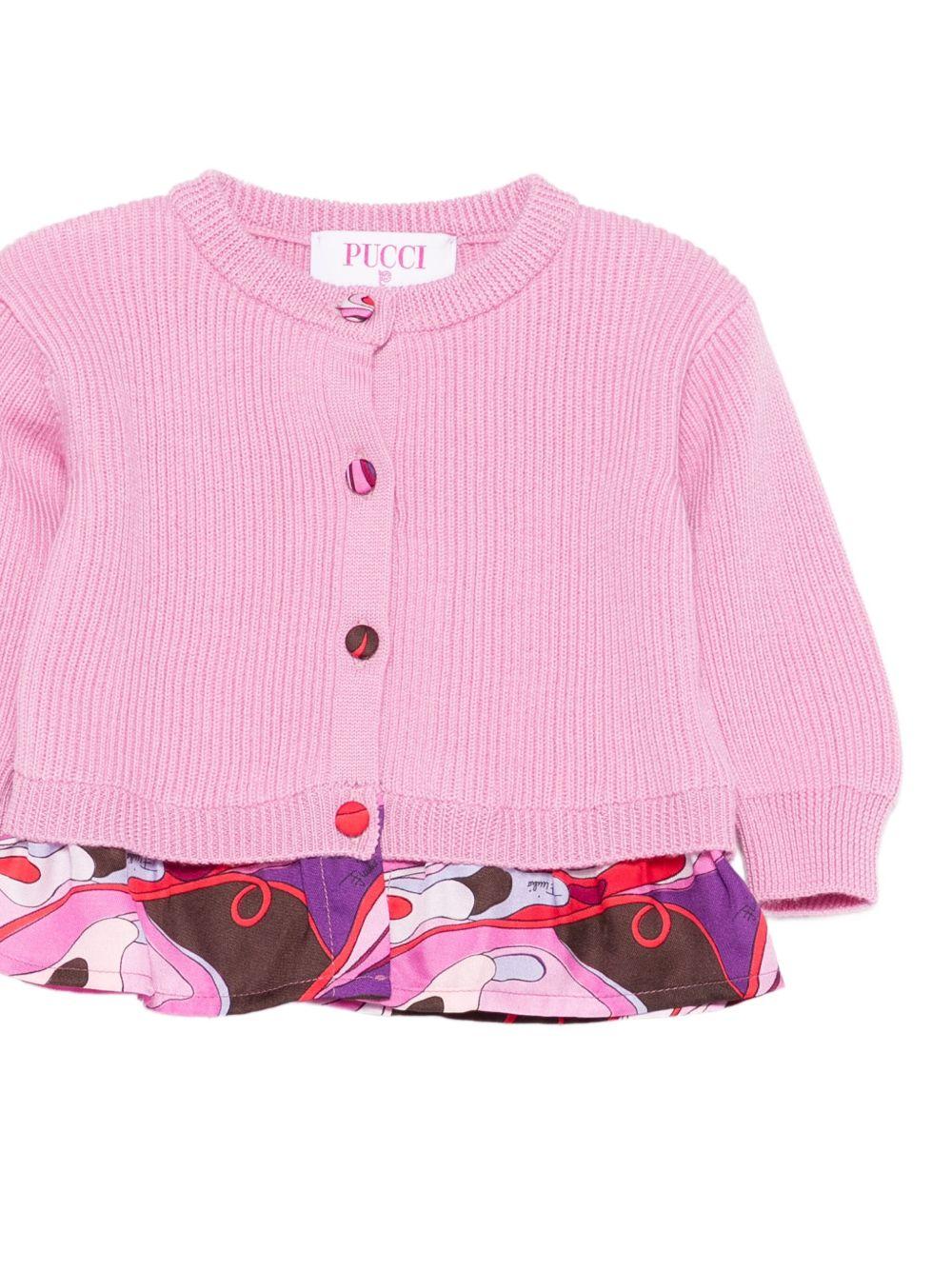 Cardigan per neonata Emilio Pucci Junior rosa con stampa astratta - Rubino Kids