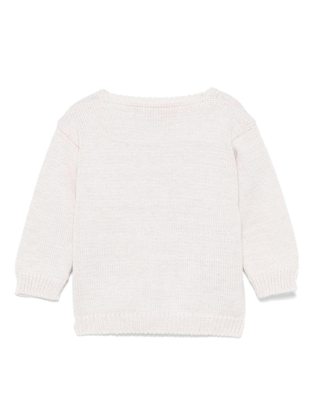 Cardigan per neonata La Stupenderia beige in cotone con tasca applicata sul petto - Rubino Kids