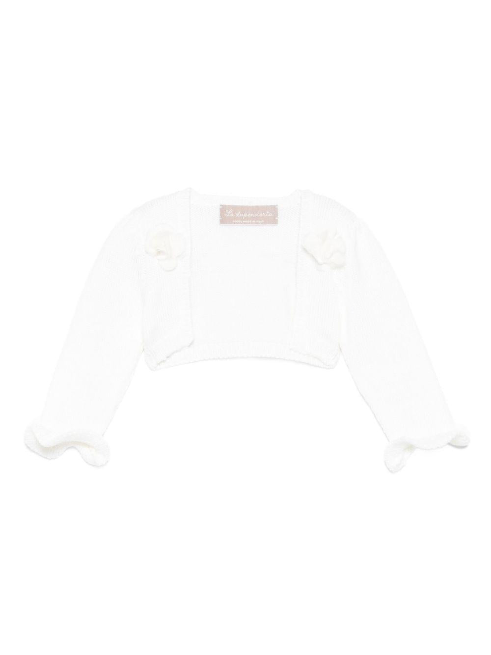 Cardigan per neonata La Stupenderia bianco con maniche arricciate - Rubino Kids